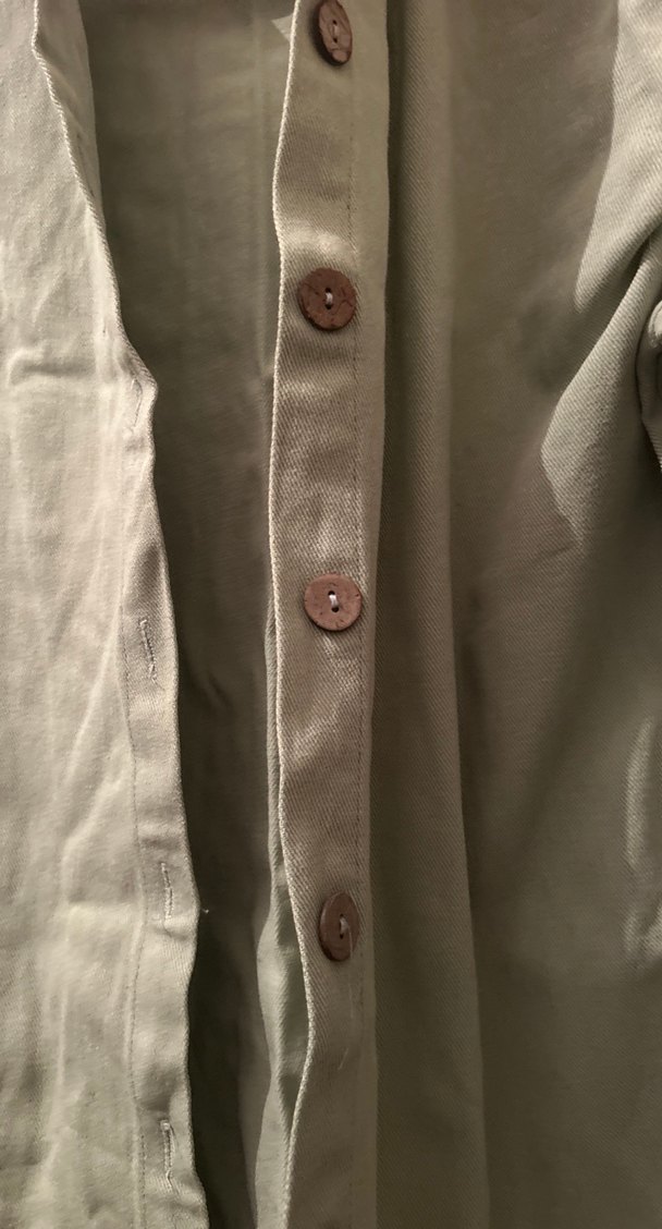 Kadın açık yeşil Keten Midi Gömlek, Düğmeli, Salaş Kesim - Görsel 4