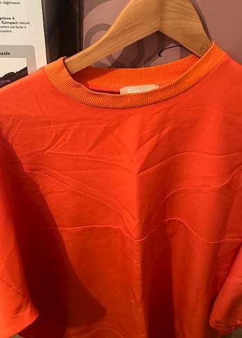 Turuncu Drapeli Uzun Kollu Kadın Tunik - Görsel 3