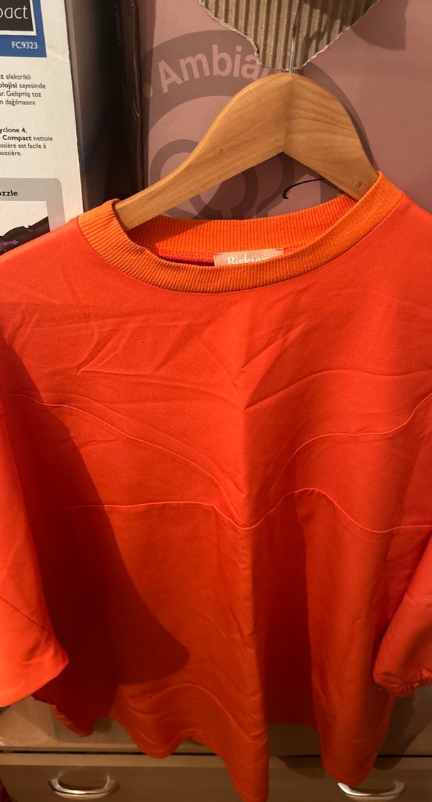 Turuncu Drapeli Uzun Kollu Kadın Tunik - Görsel 3