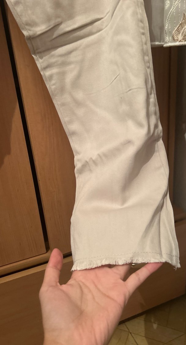 Düz Kesim Bej Keten Kadın Pantolon - Görsel 3