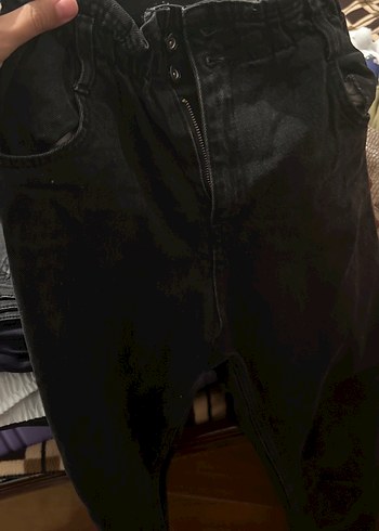 Kadın Siyah mom jean kot Denim Pantolon - Görsel 4