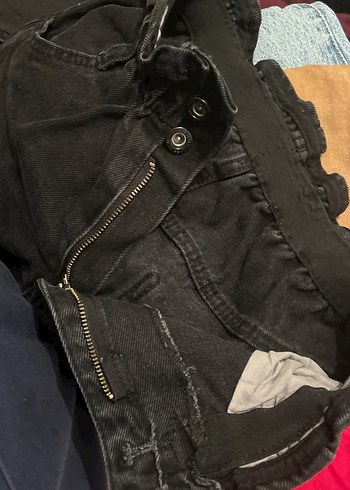 Kadın Siyah mom jean kot Denim Pantolon - Görsel 3