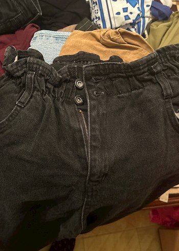 Kadın Siyah mom jean kot Denim Pantolon - Görsel 2