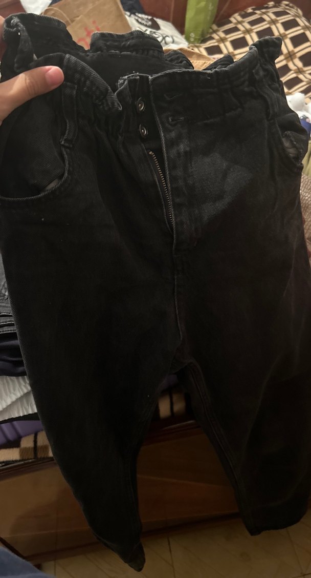 Kadın Siyah mom jean kot Denim Pantolon - Görsel 4