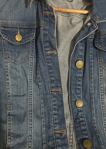 Düğmeli Kadın Mavi Denim Kot Ceket - Görsel 2