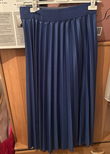 Gri/buz mavisi pileli Kadın Etek - Görsel 3