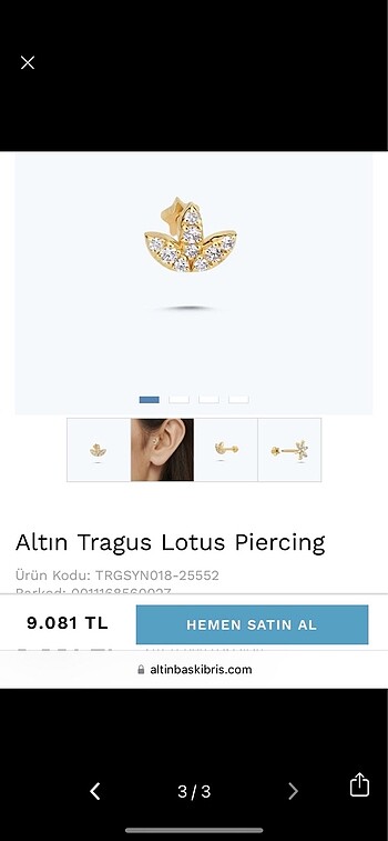  Beden Altınbaş lotus piercing