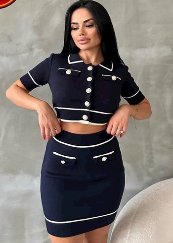 Düğmeli Kısa Kollu Siyah Mini Takım - Görsel 2