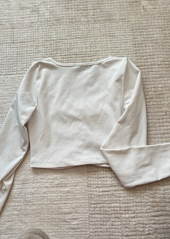 V Yakalı Beyaz Kadın Bluz - Görsel 2