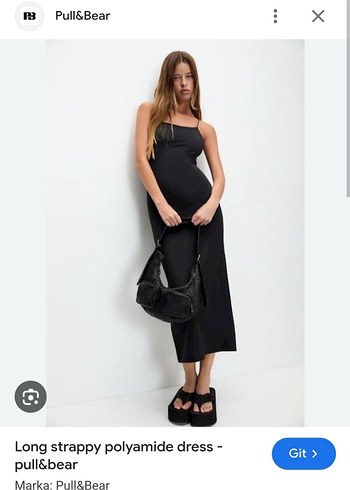 Pull&Bear askılı streç uzun elbise
