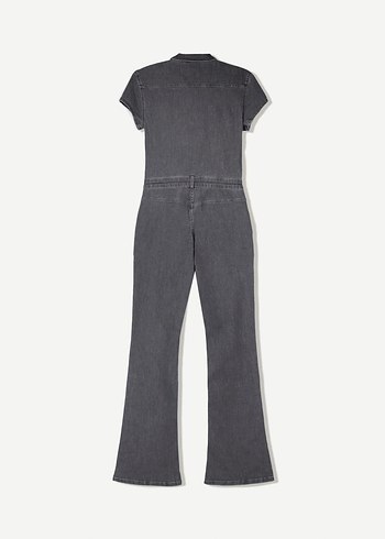 l Beden gri Renk Bershka Kısa kollu denim tulum, sıfır ürün
