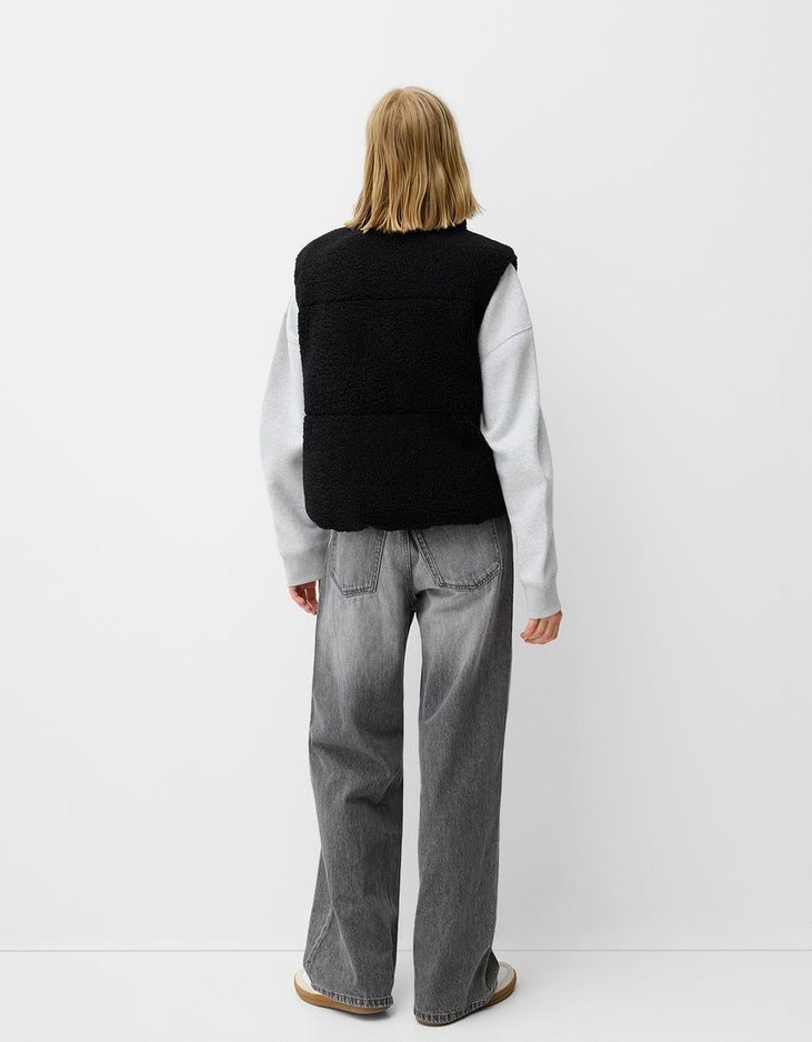 Bershka Çift taraflı suni yünlü yelek, sıfır ürün - Görsel 2