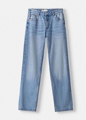 Bershka straight fit jean, mavi renk, sıfır ürün, m beden