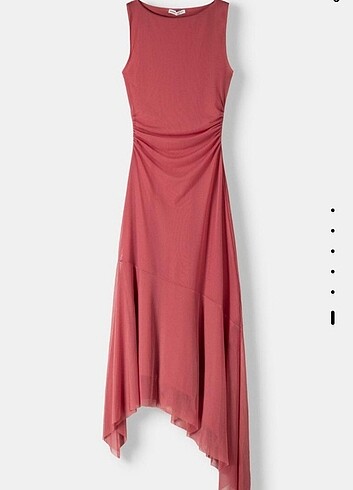 l Beden bershka asimetrik tül midi elbise, sıfır ürün