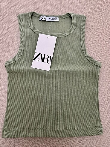 Zara zara haki hafif crop fitilli atlet