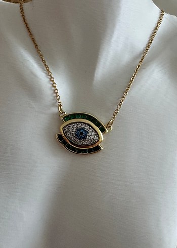 Zara Parlak Altın Zincirli Göz Desenli Uzun Kolye