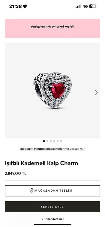 Pandora orijinal gümüş charm