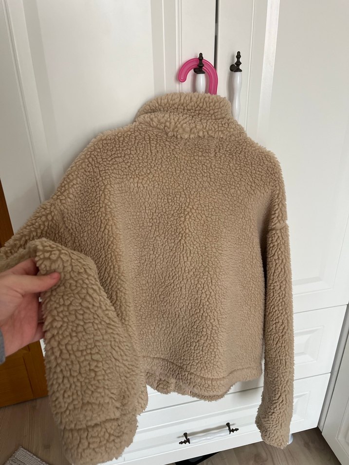 pull&bear peluş mont ceket - Görsel 3