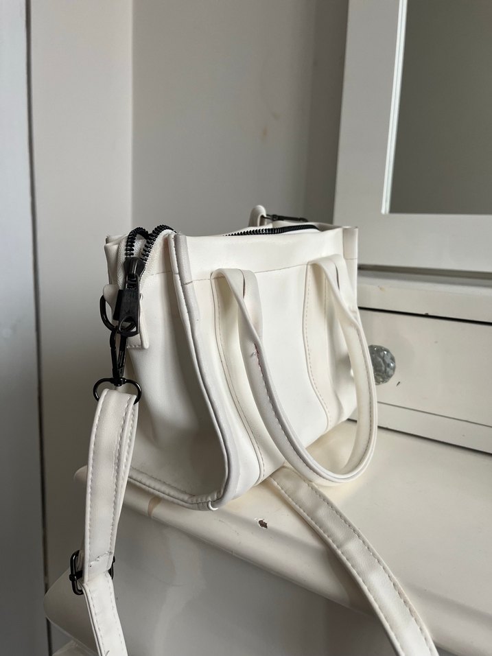 Beyaz Deri Kadın Çanta - Görsel 2