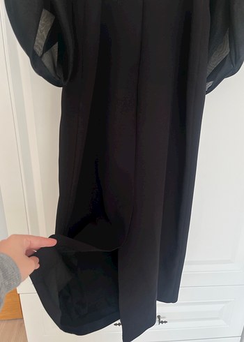 Siyah Drapeli Uzun Kadın Abiye Elbise - Görsel 5