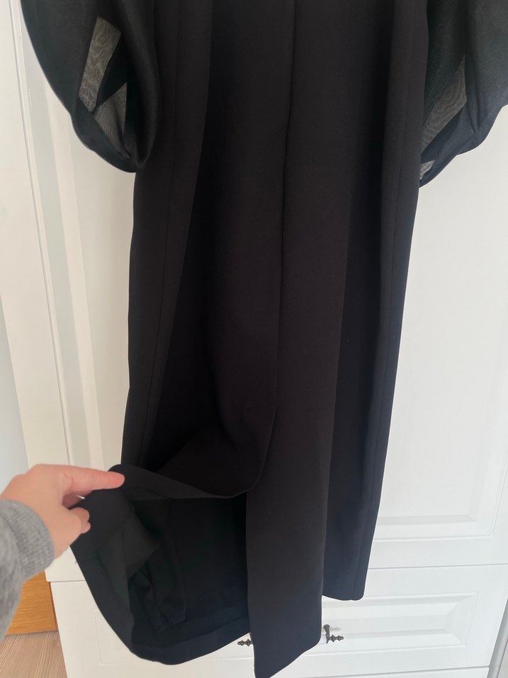 Siyah Drapeli Uzun Kadın Abiye Elbise - Görsel 5