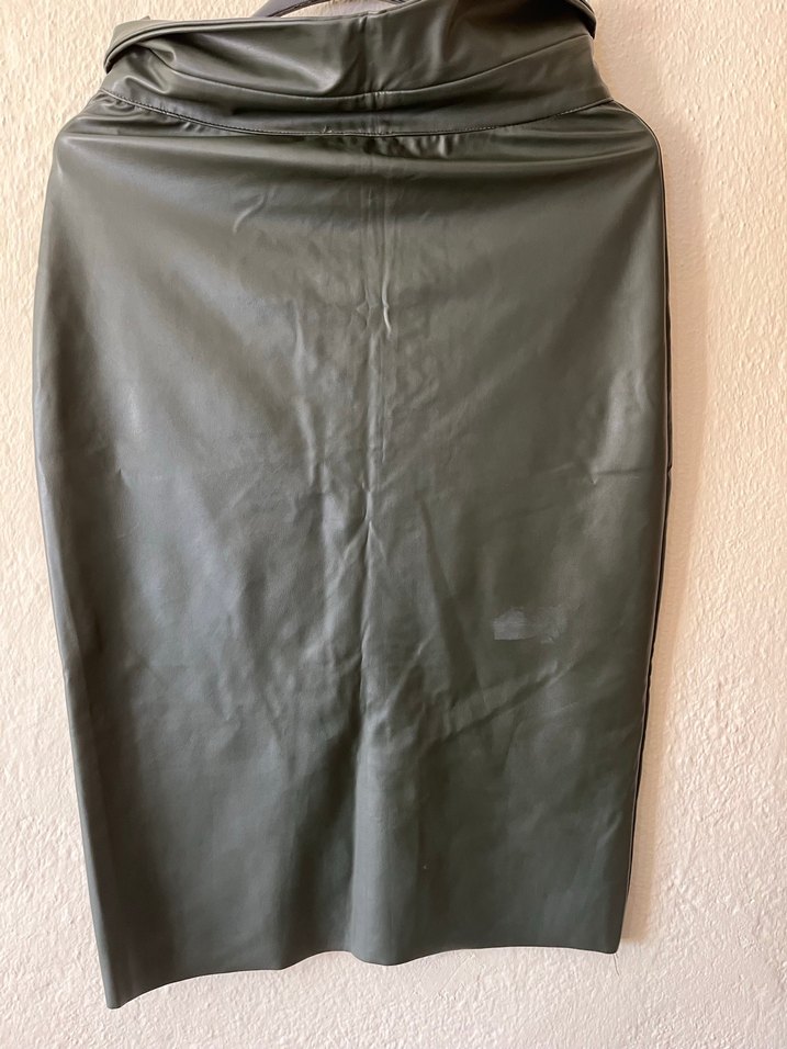 Düğmeli Deri Kadın Yağmurluk - Görsel 2