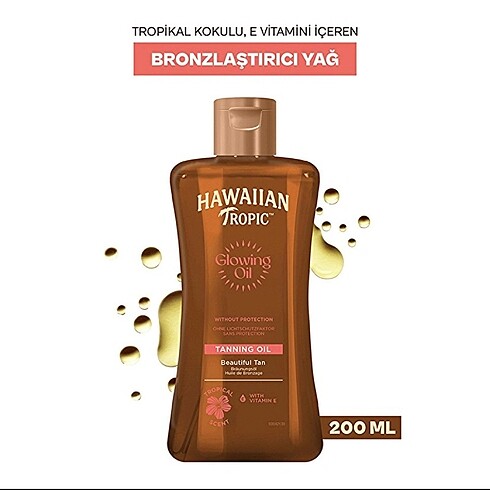 hawaiian tropic glowing oil bronzlaştırıcı yağ 200 ml