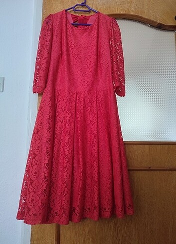 s Beden kırmızı Renk Dantelli elbise