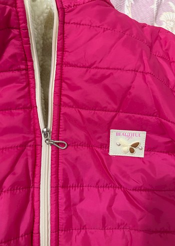 Kız Çocuk Pembe Kapüşonlu Mont - Görsel 2