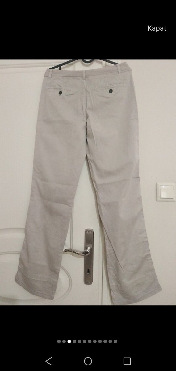 Bej Keten Kadın Pantolon Midi Boy - Görsel 2