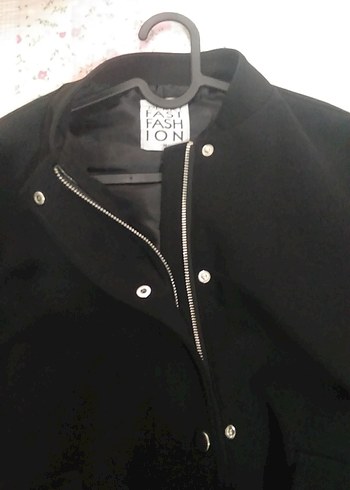 Düğmeli Siyah Midi Kadın Ceket - Görsel 8