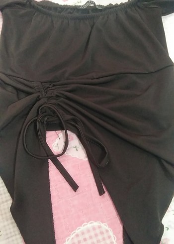 Kadın kahve Uzun Kollu Gotik Bluz - Görsel 2