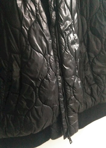 Siyah Deri Kadın Bomber Ceket - Görsel 3