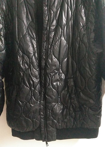 Siyah Deri Kadın Bomber Ceket - Görsel 2