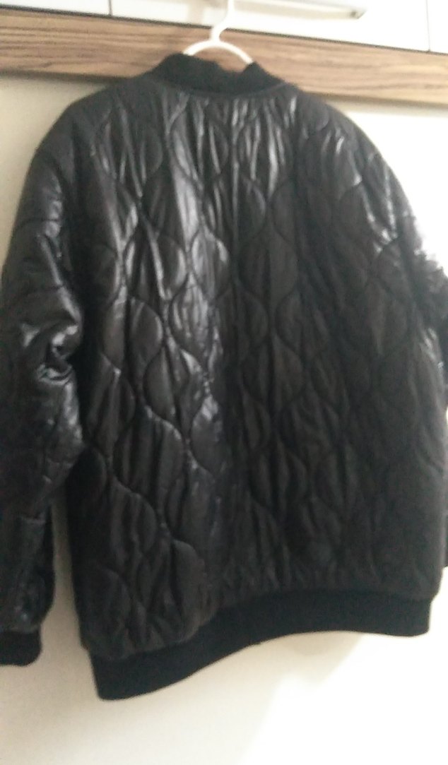 Siyah Deri Kadın Bomber Ceket - Görsel 4