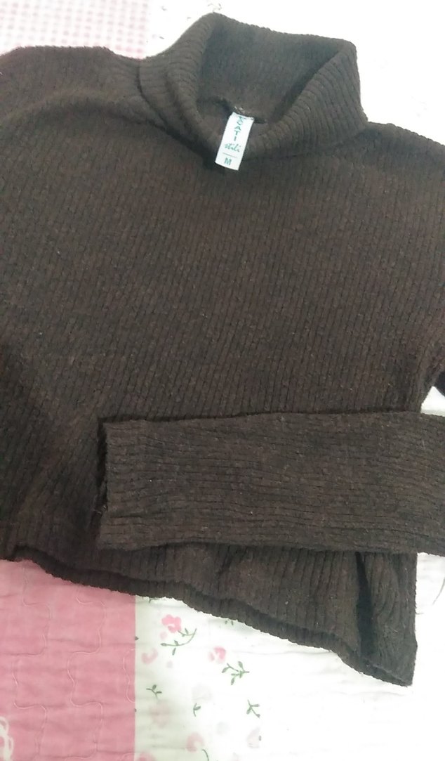 Kahverengi Boğazlı Kadın Kazak - Görsel 4