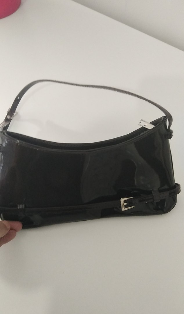 Klasik bordoı Deri Tokalı Kadın Çanta - Görsel 2