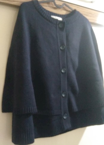 Lacivert Örgü Kadın Midi panço - Görsel 2