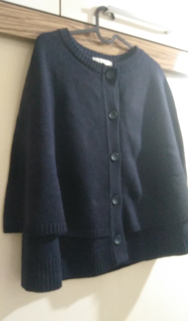 Lacivert Örgü Kadın Midi panço - Görsel 2