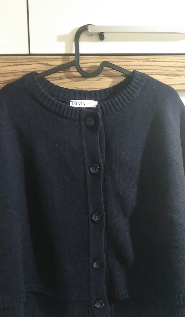 Lacivert Örgü Kadın Midi panço - Görsel 3