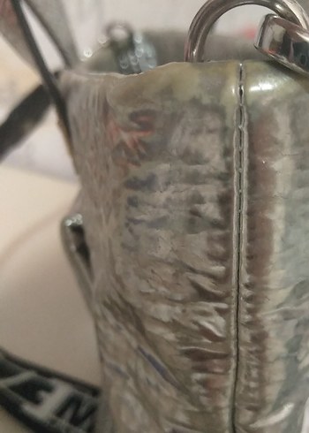 Gri Baskılı Deri Kadın Çanta - Görsel 7