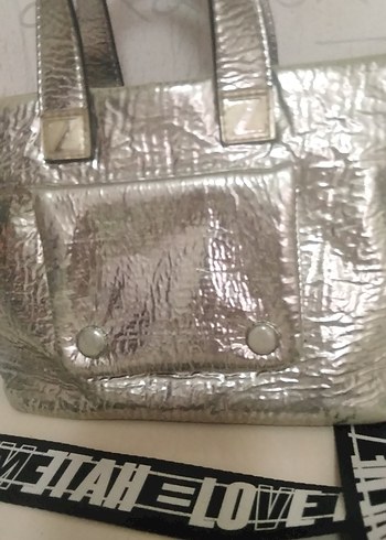 Gri Baskılı Deri Kadın Çanta - Görsel 2