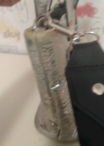 Gri Baskılı Deri Kadın Çanta - Görsel 5