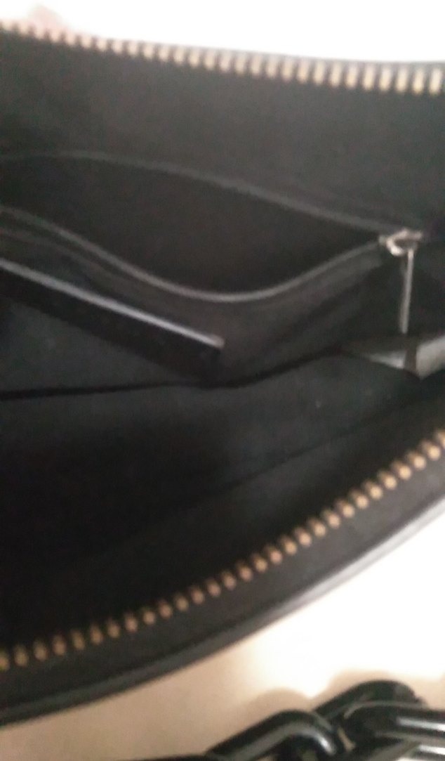 Zincir Detaylı Beyaz Siyah Kareli Deri Çanta - Görsel 5