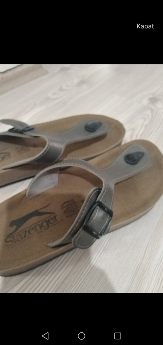 Gri Tokalı parlak gri Terlik - Görsel 2