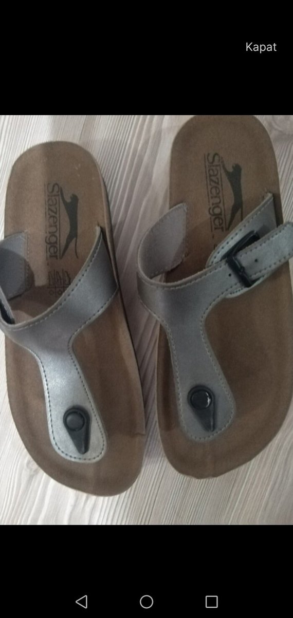 Gri Tokalı parlak gri Terlik - Görsel 3