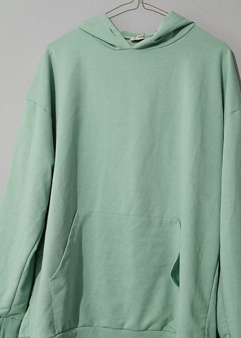 Kadın Açık Yeşil Kapüşonlu Sweatshirt - Görsel 5