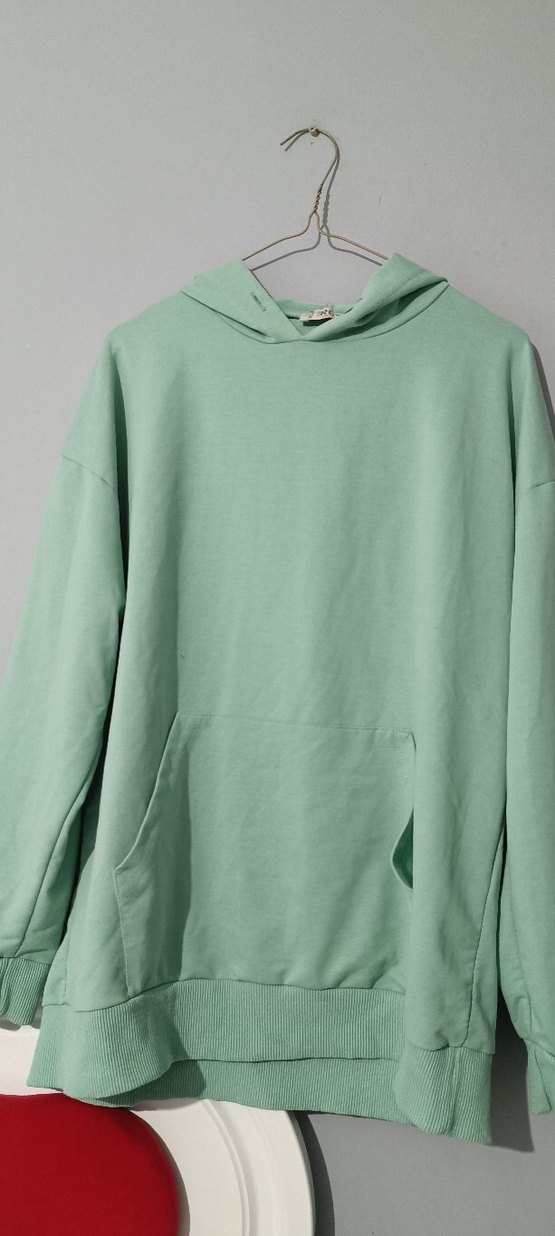 Kadın Açık Yeşil Kapüşonlu Sweatshirt - Görsel 5