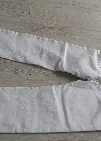 Beyaz Kadın Pamuklu Midi Kot Pantolon - Görsel 3