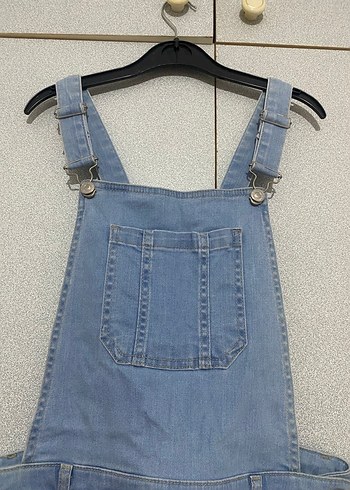 Kadın Şortlu Kot Askılı Tulum - Görsel 2